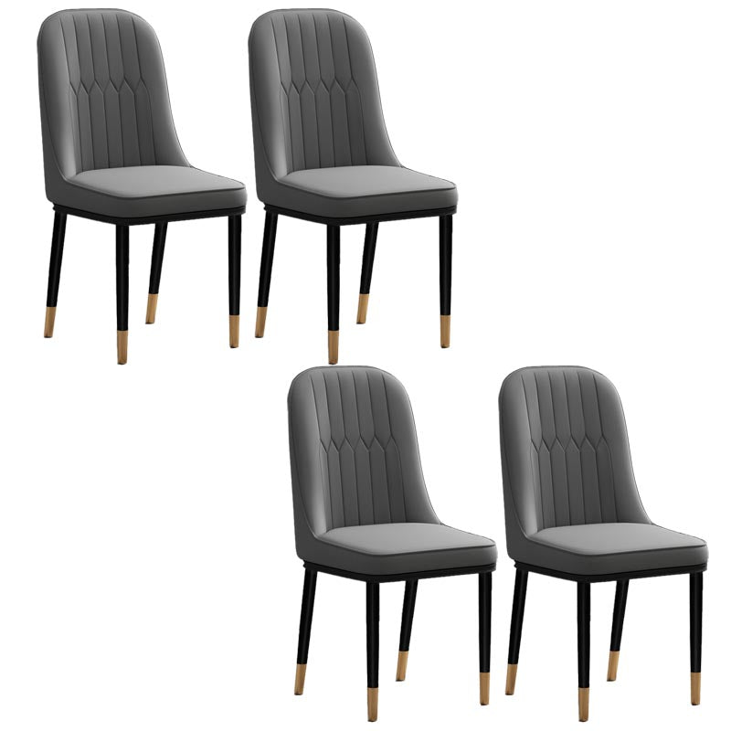 Glam kunstleer eetkamerstoel Parsons stoel met 4 poten in matte afwerking voor thuis