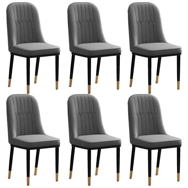 Glam kunstleer eetkamerstoel Parsons stoel met 4 poten in matte afwerking voor thuis