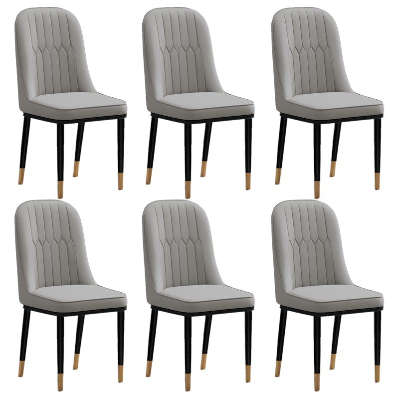 Glam kunstleer eetkamerstoel Parsons stoel met 4 poten in matte afwerking voor thuis