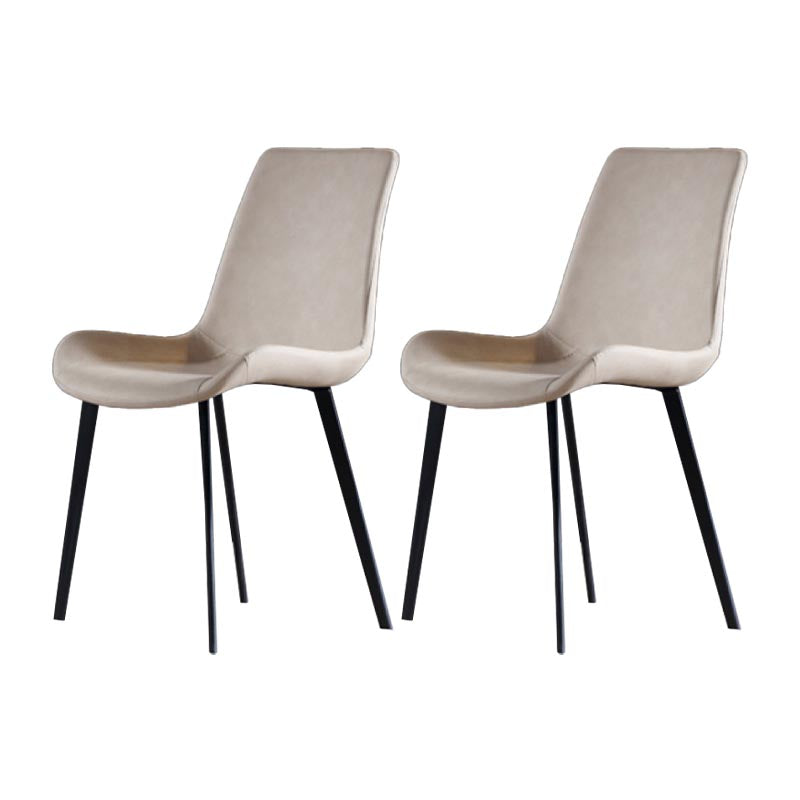 Contemporary Faux Leather Dining Chair Wingback Side Chair WIth 4 Legs in Matte Finish