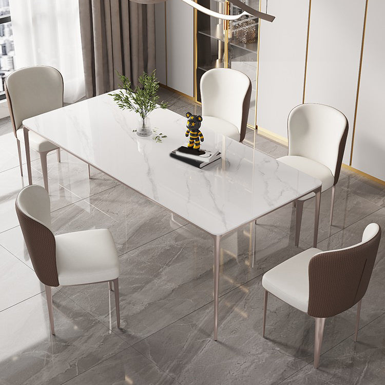 Modern Sintered Stone Top Dining Set Rectangle 1/2/4/5/6 Pieces Dining Room Table Set Clearhalo 'Dining Room Sets' 'Dining Tables & Seating' 'dining_room_set' 'furn' 'furn_dining_room_set' 'Furniture' 'Kitchen & Dining Furniture' 5459607