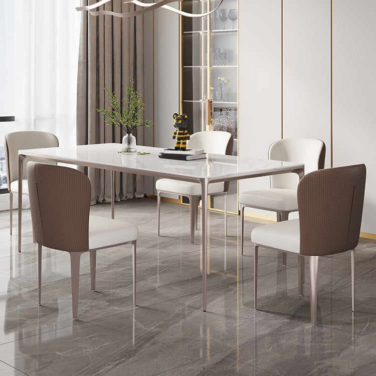 Modern Sintered Stone Top Dining Set Rectangle 1/2/4/5/6 Pieces Dining Room Table Set 6 Pieces: Table, 5 Chairs Clearhalo 'Dining Room Sets' 'Dining Tables & Seating' 'dining_room_set' 'furn' 'furn_dining_room_set' 'Furniture' 'Kitchen & Dining Furniture' 5459609