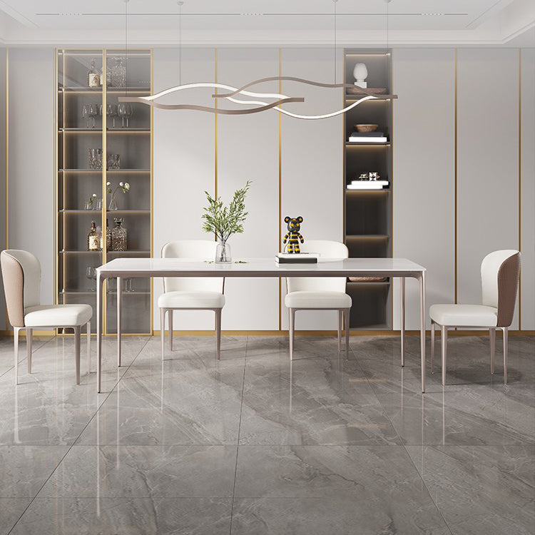Modern Sintered Stone Top Dining Set Rectangle 1/2/4/5/6 Pieces Dining Room Table Set 5 Pieces: Table, 4 Chairs Clearhalo 'Dining Room Sets' 'Dining Tables & Seating' 'dining_room_set' 'furn' 'furn_dining_room_set' 'Furniture' 'Kitchen & Dining Furniture' 5459610
