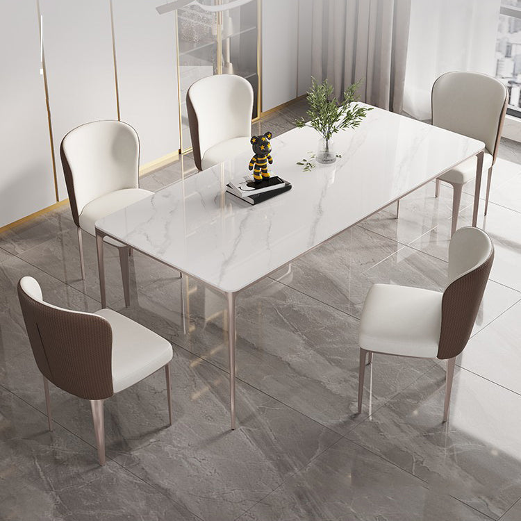 Modern Sintered Stone Top Dining Set Rectangle 1/2/4/5/6 Pieces Dining Room Table Set Clearhalo 'Dining Room Sets' 'Dining Tables & Seating' 'dining_room_set' 'furn' 'furn_dining_room_set' 'Furniture' 'Kitchen & Dining Furniture' 5459613