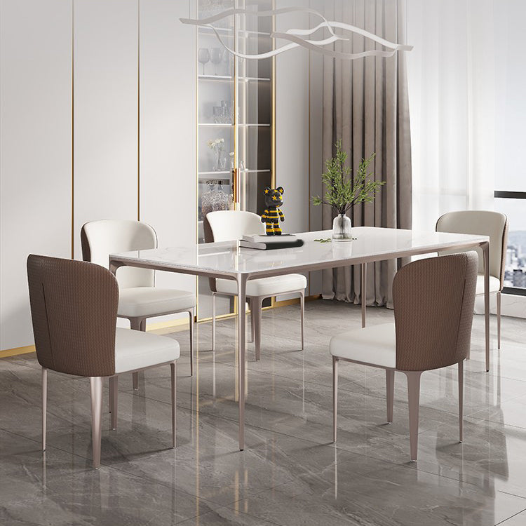 Modern Sintered Stone Top Dining Set Rectangle 1/2/4/5/6 Pieces Dining Room Table Set Clearhalo 'Dining Room Sets' 'Dining Tables & Seating' 'dining_room_set' 'furn' 'furn_dining_room_set' 'Furniture' 'Kitchen & Dining Furniture' 5459621