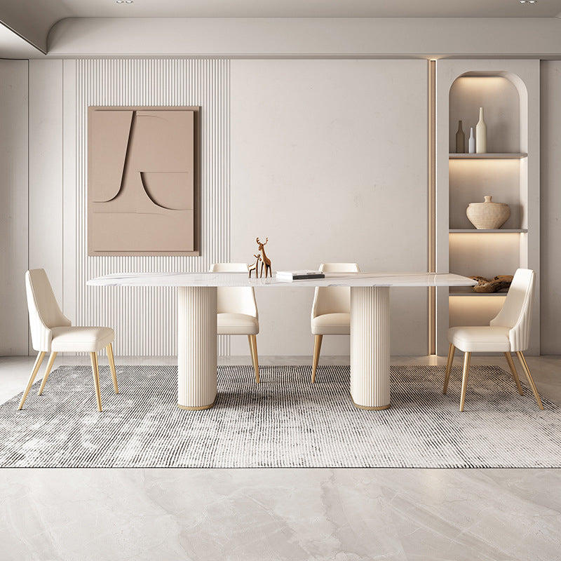 Modern Sintered Stone Dining Set Rectangle 1/4/5/7 Pieces Dining Room Table Set