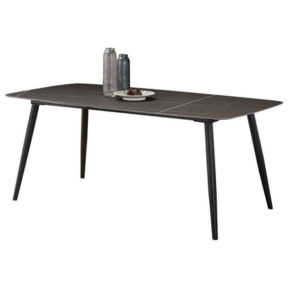 Modern Sintered Stone Top Dining Set Rectangle 1/2/5/7 Pieces Black Dining Room Table Set Clearhalo 'Dining Room Sets' 'Dining Tables & Seating' 'dining_room_set' 'furn' 'furn_dining_room_set' 'Furniture' 'Kitchen & Dining Furniture' 5463739