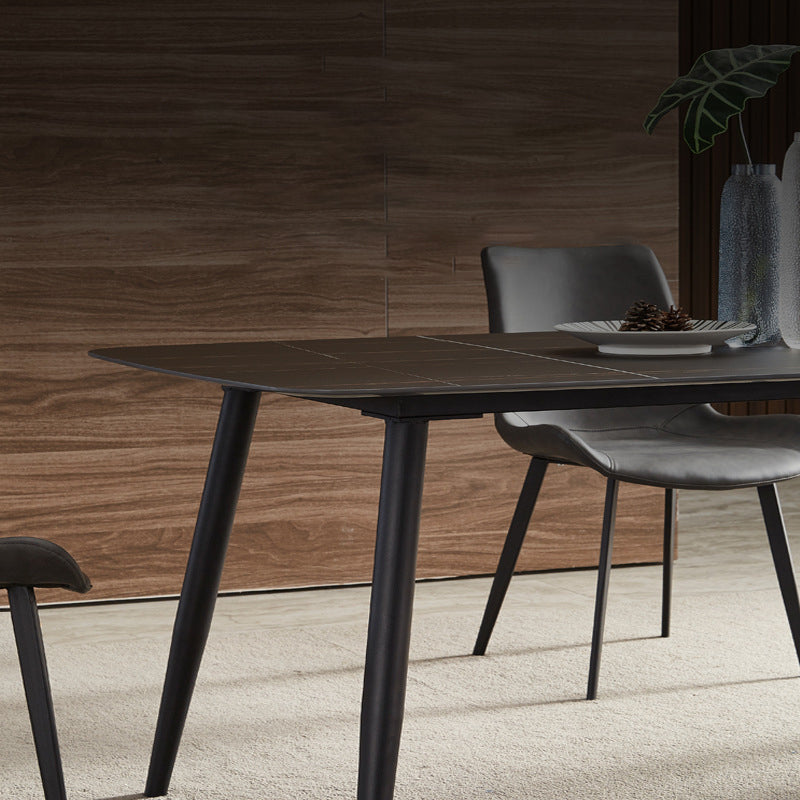 Modern Sintered Stone Top Dining Set Rectangle 1/2/5/7 Pieces Black Dining Room Table Set Clearhalo 'Dining Room Sets' 'Dining Tables & Seating' 'dining_room_set' 'furn' 'furn_dining_room_set' 'Furniture' 'Kitchen & Dining Furniture' 5463742