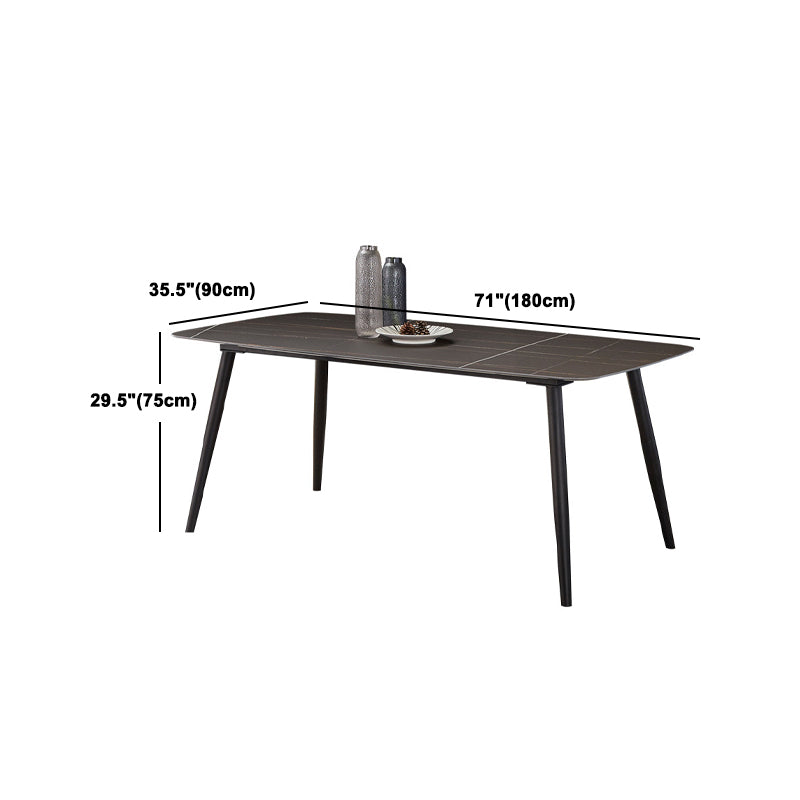 Modern Sintered Stone Top Dining Set Rectangle 1/2/5/7 Pieces Black Dining Room Table Set Clearhalo 'Dining Room Sets' 'Dining Tables & Seating' 'dining_room_set' 'furn' 'furn_dining_room_set' 'Furniture' 'Kitchen & Dining Furniture' 5463747