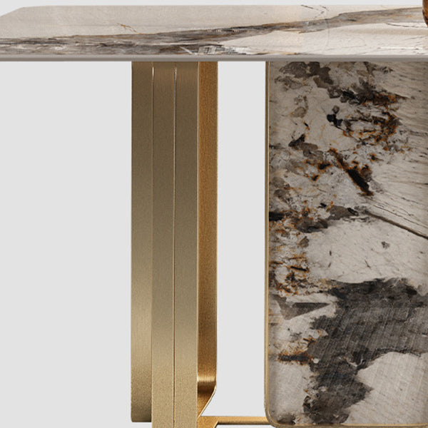 Juego de comedor con tapa de piedra sinterizada de lujo, juego de mesa de comedor rectangular de 1/3/4/5/6 piezas