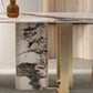 Juego de comedor con tapa de piedra sinterizada de lujo, juego de mesa de comedor rectangular de 1/3/4/5/6 piezas