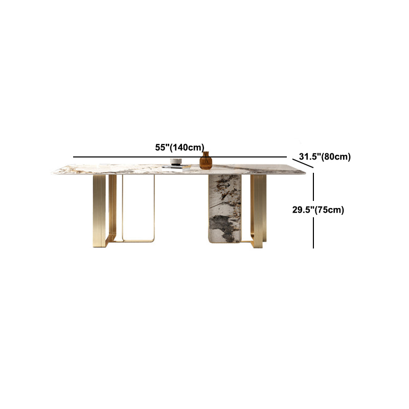 Juego de comedor con tapa de piedra sinterizada de lujo, juego de mesa de comedor rectangular de 1/3/4/5/6 piezas