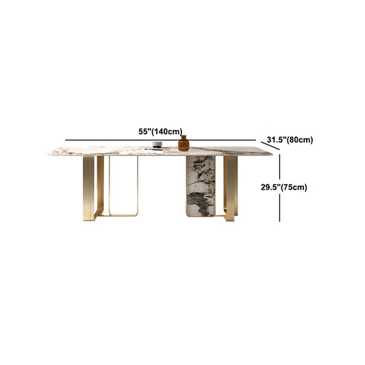 豪華な焼結石トップダイニングセット長方形1/3/4/5/6ピースダイニングルームテーブルセット