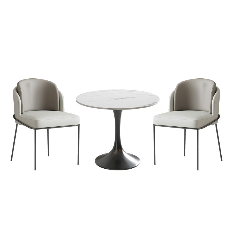 Modern Round Dining Table Set 1/2/3/4/5 Pcs Sintered Stone Dining Table and Chairs
