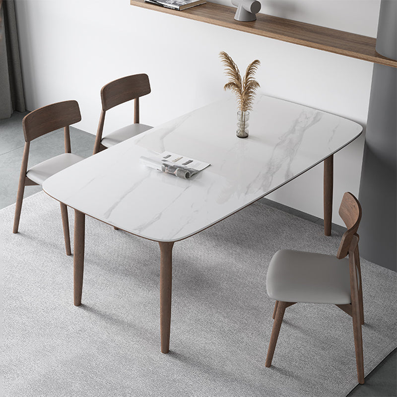 Modern Sintered Stone Top Dining Set Rectangle 1/3/4/5/7 Pieces wooden Table Set Clearhalo 'Dining Room Sets' 'Dining Tables & Seating' 'dining_room_set' 'furn' 'furn_dining_room_set' 'Furniture' 'Kitchen & Dining Furniture' 5463841