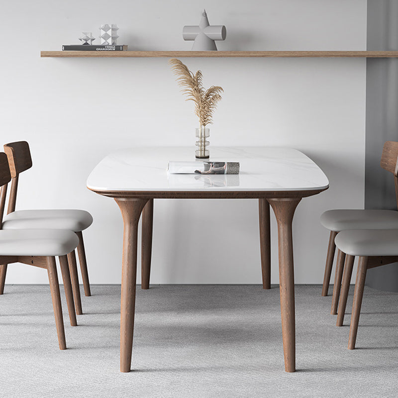 Modern Sintered Stone Top Dining Set Rectangle 1/3/4/5/7 Pieces wooden Table Set 5 Pieces: Table, 4 Chairs Clearhalo 'Dining Room Sets' 'Dining Tables & Seating' 'dining_room_set' 'furn' 'furn_dining_room_set' 'Furniture' 'Kitchen & Dining Furniture' 5463846
