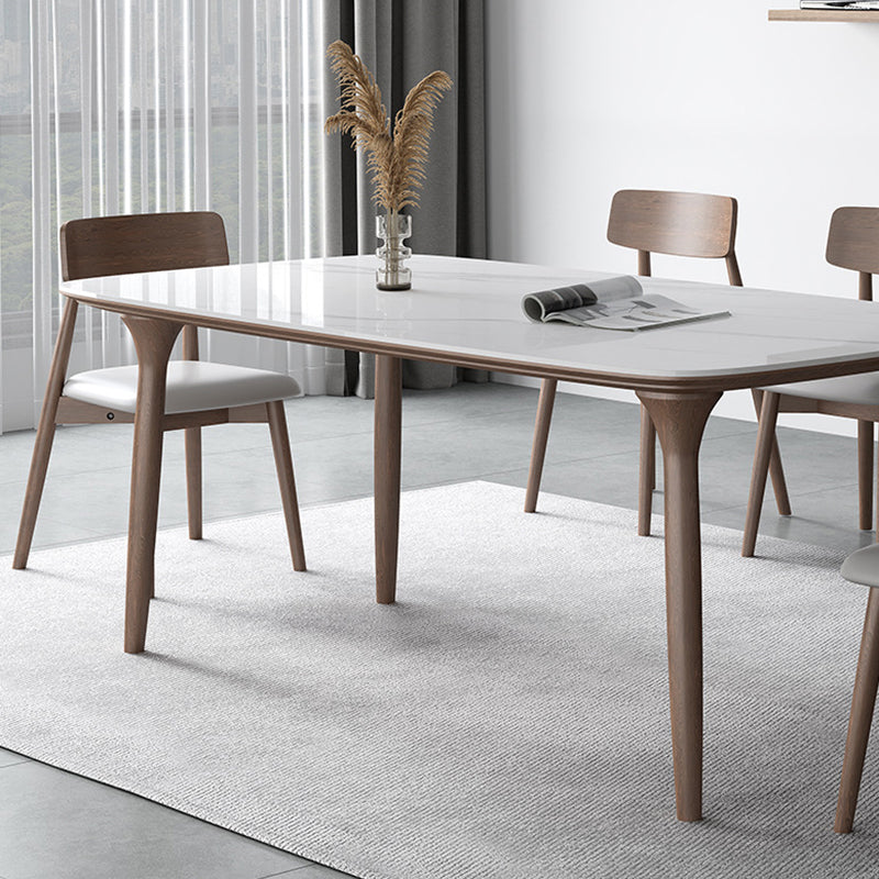 Modern Sintered Stone Top Dining Set Rectangle 1/3/4/5/7 Pieces wooden Table Set Clearhalo 'Dining Room Sets' 'Dining Tables & Seating' 'dining_room_set' 'furn' 'furn_dining_room_set' 'Furniture' 'Kitchen & Dining Furniture' 5463847