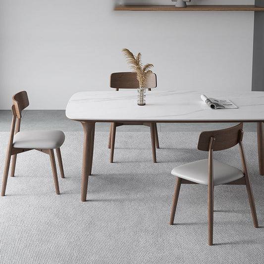 モダンな焼結石トップダイニングセット長方形1/3/4/5/7ピース木製テーブルセット