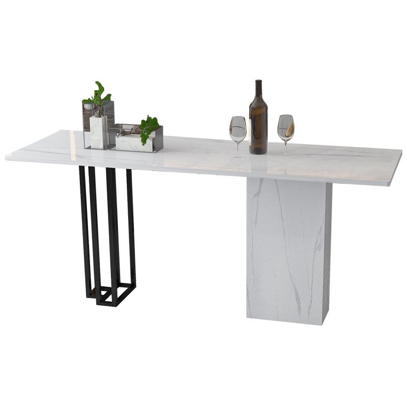 Industrial Rectangle Table and Stool Set 1/2/3 Pieces White Bar Table and Stools White 71"L x 24"W Clearhalo 'Bar Furniture' 'furn' 'furn_home_bar_bar_sets' 'Furniture' 'Home Bars & Bar Sets' 'home_bar_bar_sets' 'Kitchen & Dining Furniture' 5463892