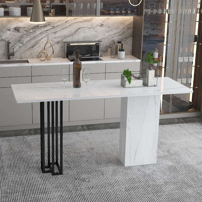 Industrial Rectangle Table and Stool Set 1/2/3 Pieces White Bar Table and Stools Clearhalo 'Bar Furniture' 'furn' 'furn_home_bar_bar_sets' 'Furniture' 'Home Bars & Bar Sets' 'home_bar_bar_sets' 'Kitchen & Dining Furniture' 5463895