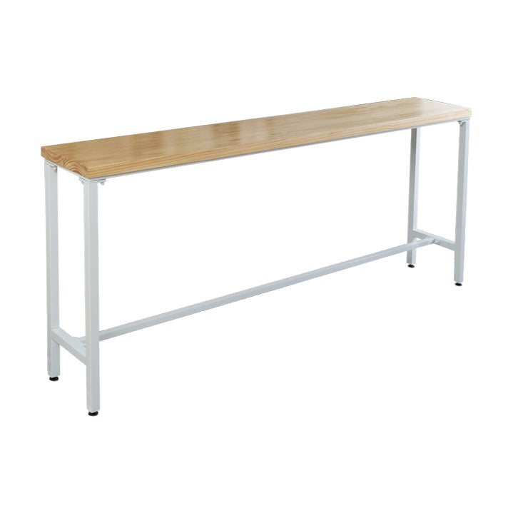 Luxe rechthoek vaste houten staaftafel set 1/4 stukken tegen tafel met zwarte ontlasting