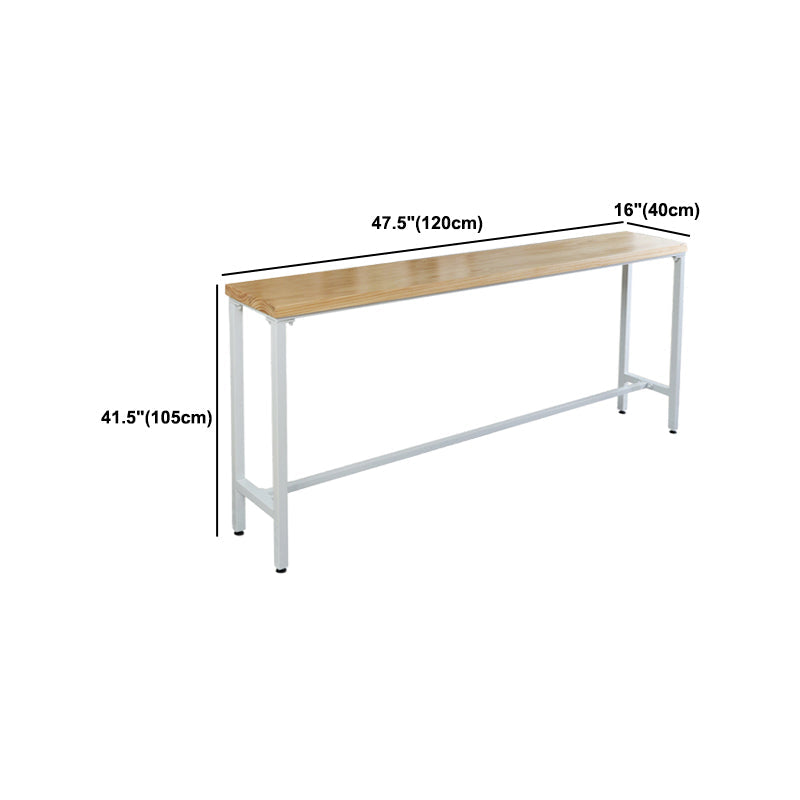 Luxe rechthoek vaste houten staaftafel set 1/4 stukken tegen tafel met zwarte ontlasting