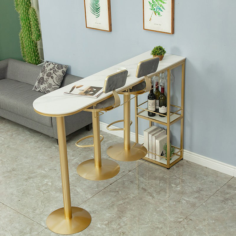 Glam Oval Bar Pub Table Set 1/3 Pieces Stone Top Bar Stool and Table Set Clearhalo 'Bar Furniture' 'furn' 'furn_home_bar_bar_sets' 'Furniture' 'Home Bars & Bar Sets' 'home_bar_bar_sets' 'Kitchen & Dining Furniture' 5463968