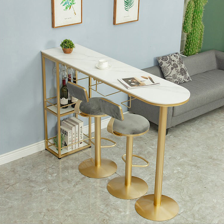 Glam Oval Bar Pub Table Set 1/3 Pieces Stone Top Bar Stool and Table Set Clearhalo 'Bar Furniture' 'furn' 'furn_home_bar_bar_sets' 'Furniture' 'Home Bars & Bar Sets' 'home_bar_bar_sets' 'Kitchen & Dining Furniture' 5463978