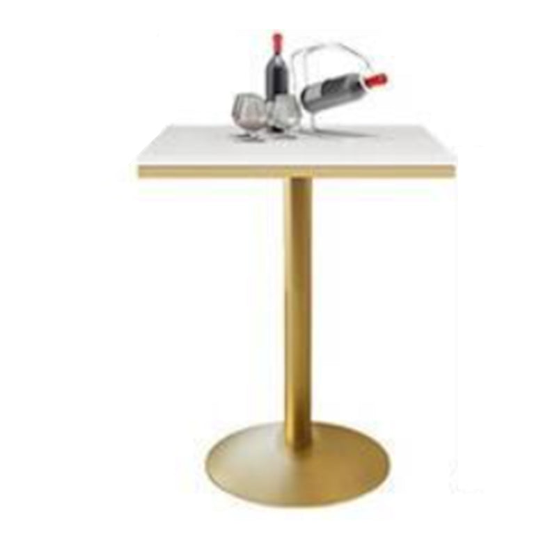 Glam 1/3/5 Pieces Bar Table Set Round Stone Counter Table with High Stools White-Gold 22"L x 22"W Clearhalo 'Bar Furniture' 'furn' 'furn_home_bar_bar_sets' 'Furniture' 'Home Bars & Bar Sets' 'home_bar_bar_sets' 'Kitchen & Dining Furniture' 5464110