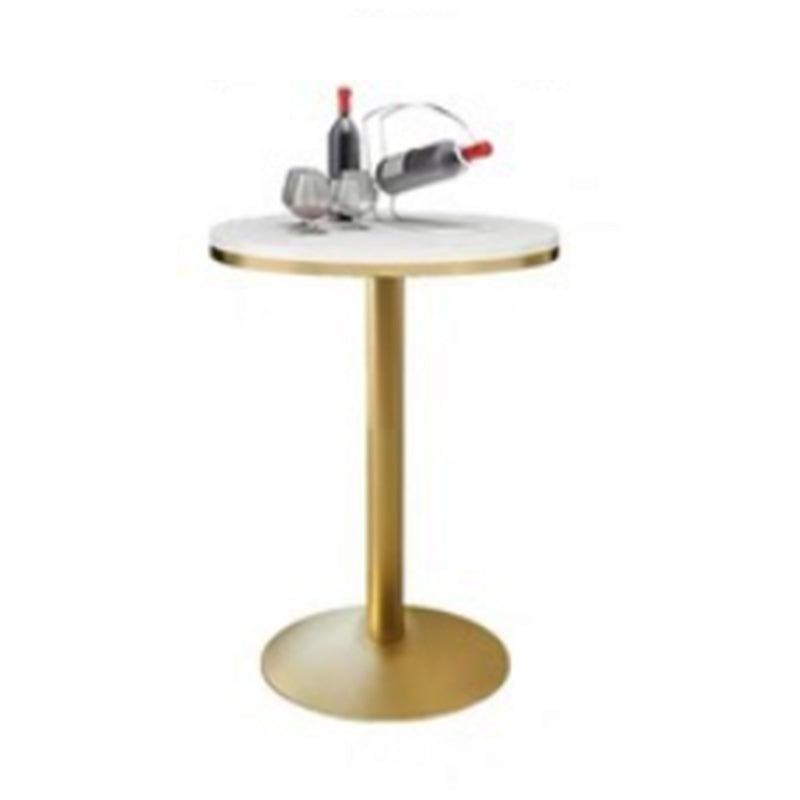 Glam 1/3/5 Pieces Bar Table Set Round Stone Counter Table with High Stools White 22"L x 22"W Clearhalo 'Bar Furniture' 'furn' 'furn_home_bar_bar_sets' 'Furniture' 'Home Bars & Bar Sets' 'home_bar_bar_sets' 'Kitchen & Dining Furniture' 5464115