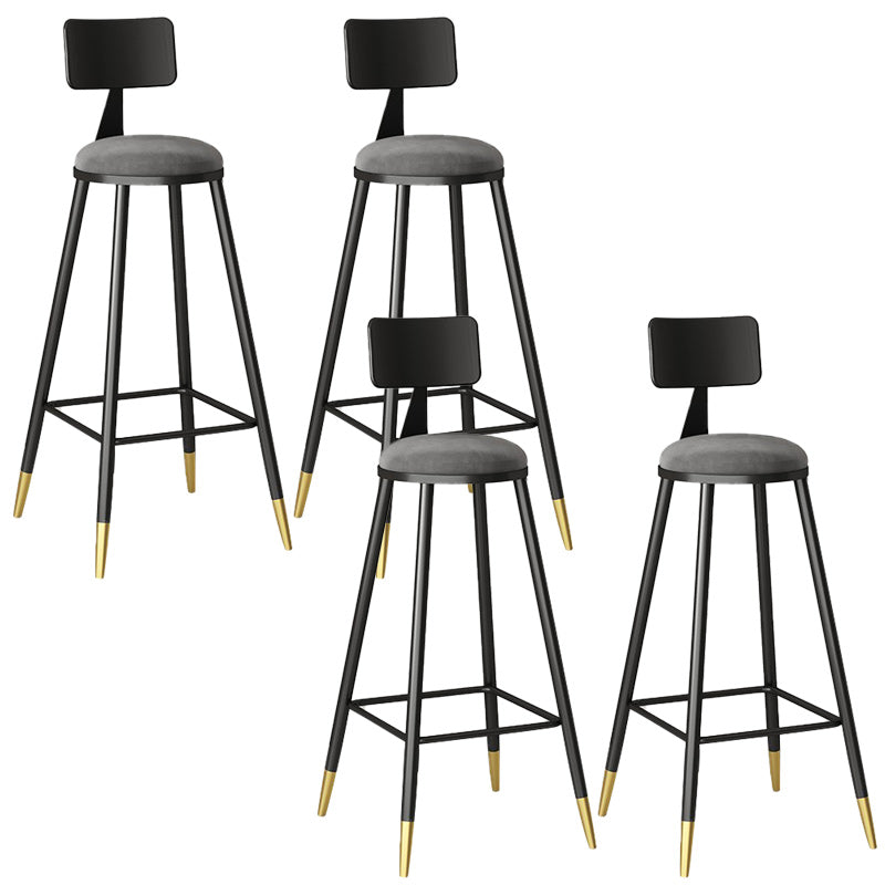 Modern Armless Backrest Counter Stool Steel Barber Shop Bar Stool with Cushion and Pedal