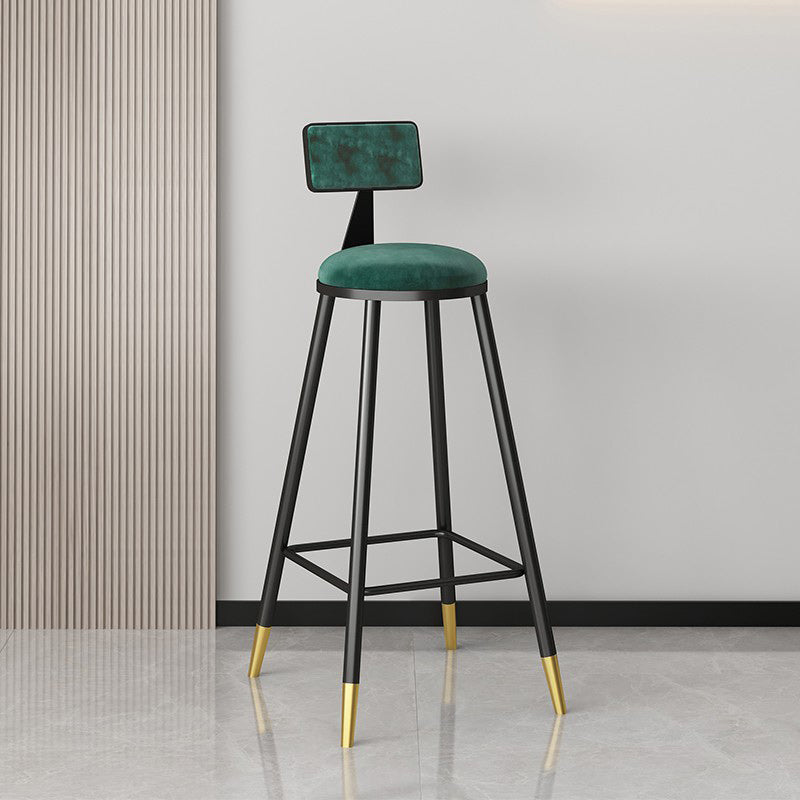 Modern Armless Backrest Counter Stool Steel Barber Shop Bar Stool with Cushion and Pedal