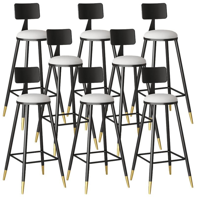 Modern Armless Backrest Counter Stool Steel Barber Shop Bar Stool with Cushion and Pedal