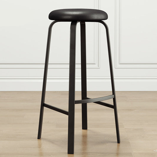 Modern Armless Stackable Counter Stool Iron Cafe Bar Stool with Cushion and Pedal