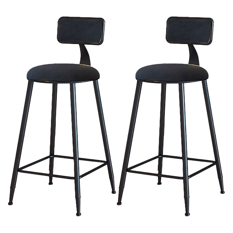 Modern Armless Backrest Counter Stool Iron Dining Room Bar Stool with Cushion Black 2 Piece Set Counter Stool(26"H) Clearhalo 'Bar Furniture' 'Bar Stools' 'bar_stools' 'furn' 'furn_bar_stools' 'Furniture' 'Kitchen & Dining Furniture' 5464499