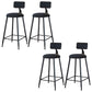 Modern Armless Backrest Counter Stool Iron Dining Room Bar Stool with Cushion Black 4 Piece Set Counter Stool(26"H) Clearhalo 'Bar Furniture' 'Bar Stools' 'bar_stools' 'furn' 'furn_bar_stools' 'Furniture' 'Kitchen & Dining Furniture' 5464500