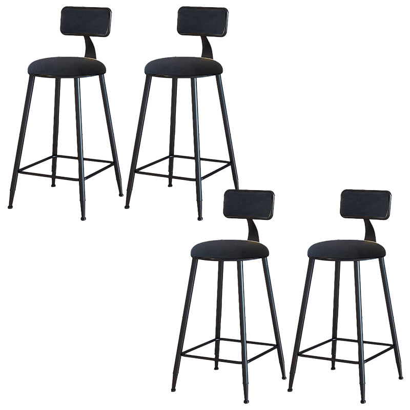 Modern Armless Backrest Counter Stool Iron Dining Room Bar Stool with Cushion Black 4 Piece Set Counter Stool(26"H) Clearhalo 'Bar Furniture' 'Bar Stools' 'bar_stools' 'furn' 'furn_bar_stools' 'Furniture' 'Kitchen & Dining Furniture' 5464500