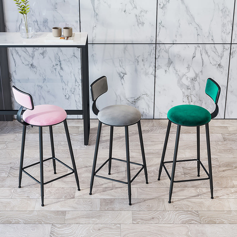 Modern Armless Backrest Counter Stool Iron Dining Room Bar Stool with Cushion Clearhalo 'Bar Furniture' 'Bar Stools' 'bar_stools' 'furn' 'furn_bar_stools' 'Furniture' 'Kitchen & Dining Furniture' 5464502