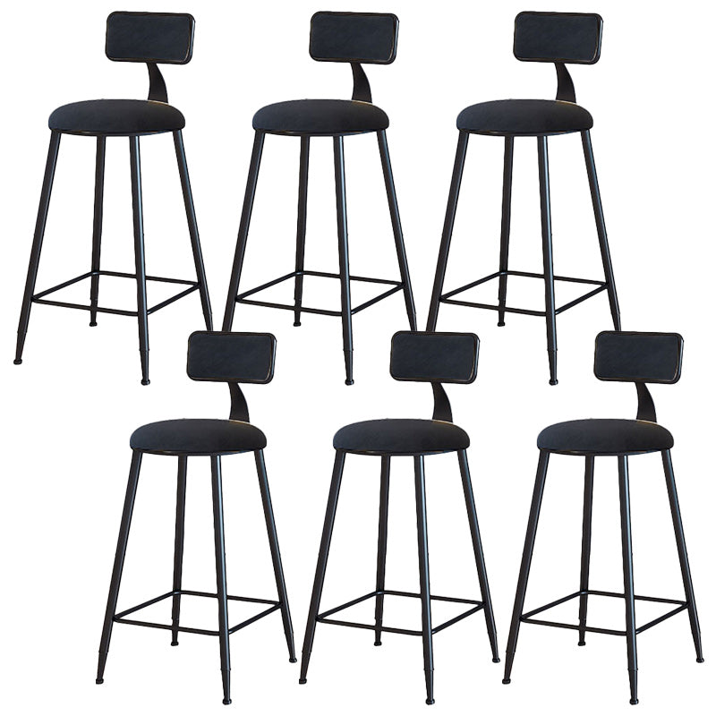 Modern Armless Backrest Counter Stool Iron Dining Room Bar Stool with Cushion Black 6 Piece Set Counter Stool(26"H) Clearhalo 'Bar Furniture' 'Bar Stools' 'bar_stools' 'furn' 'furn_bar_stools' 'Furniture' 'Kitchen & Dining Furniture' 5464503