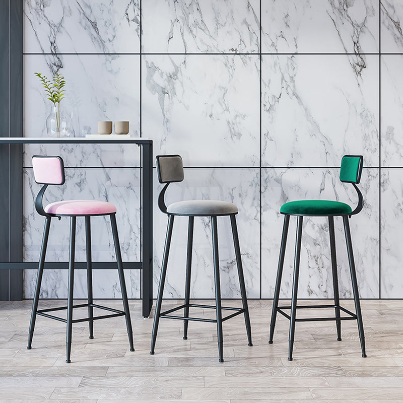 Modern Armless Backrest Counter Stool Iron Dining Room Bar Stool with Cushion Clearhalo 'Bar Furniture' 'Bar Stools' 'bar_stools' 'furn' 'furn_bar_stools' 'Furniture' 'Kitchen & Dining Furniture' 5464504
