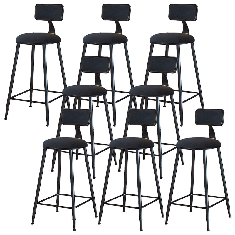 Modern Armless Backrest Counter Stool Iron Dining Room Bar Stool with Cushion Black 8 Piece Set Counter Stool(26"H) Clearhalo 'Bar Furniture' 'Bar Stools' 'bar_stools' 'furn' 'furn_bar_stools' 'Furniture' 'Kitchen & Dining Furniture' 5464505