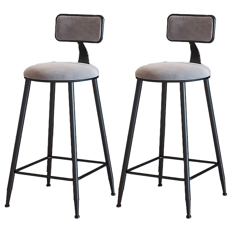 Modern Armless Backrest Counter Stool Iron Dining Room Bar Stool with Cushion Gray 2 Piece Set Counter Stool(26"H) Clearhalo 'Bar Furniture' 'Bar Stools' 'bar_stools' 'furn' 'furn_bar_stools' 'Furniture' 'Kitchen & Dining Furniture' 5464507