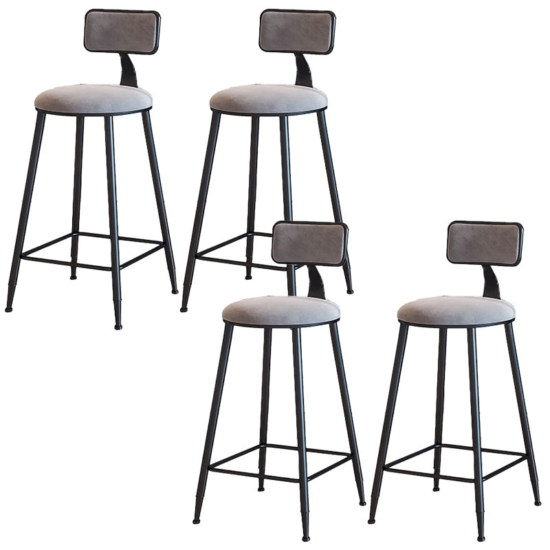 Modern Armless Backrest Counter Stool Iron Dining Room Bar Stool with Cushion Gray 4 Piece Set Counter Stool(26"H) Clearhalo 'Bar Furniture' 'Bar Stools' 'bar_stools' 'furn' 'furn_bar_stools' 'Furniture' 'Kitchen & Dining Furniture' 5464509