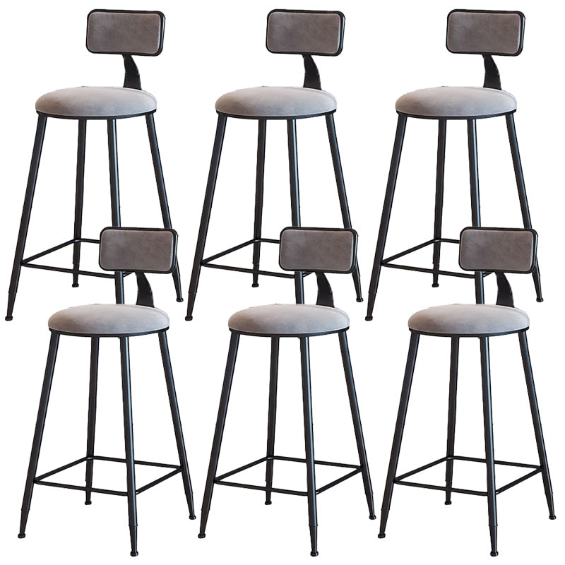 Modern Armless Backrest Counter Stool Iron Dining Room Bar Stool with Cushion Gray 6 Piece Set Counter Stool(26"H) Clearhalo 'Bar Furniture' 'Bar Stools' 'bar_stools' 'furn' 'furn_bar_stools' 'Furniture' 'Kitchen & Dining Furniture' 5464511