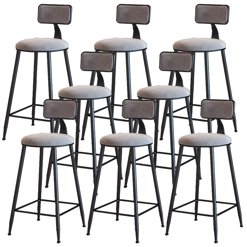 Modern Armless Backrest Counter Stool Iron Dining Room Bar Stool with Cushion Gray 8 Piece Set Counter Stool(26"H) Clearhalo 'Bar Furniture' 'Bar Stools' 'bar_stools' 'furn' 'furn_bar_stools' 'Furniture' 'Kitchen & Dining Furniture' 5464512