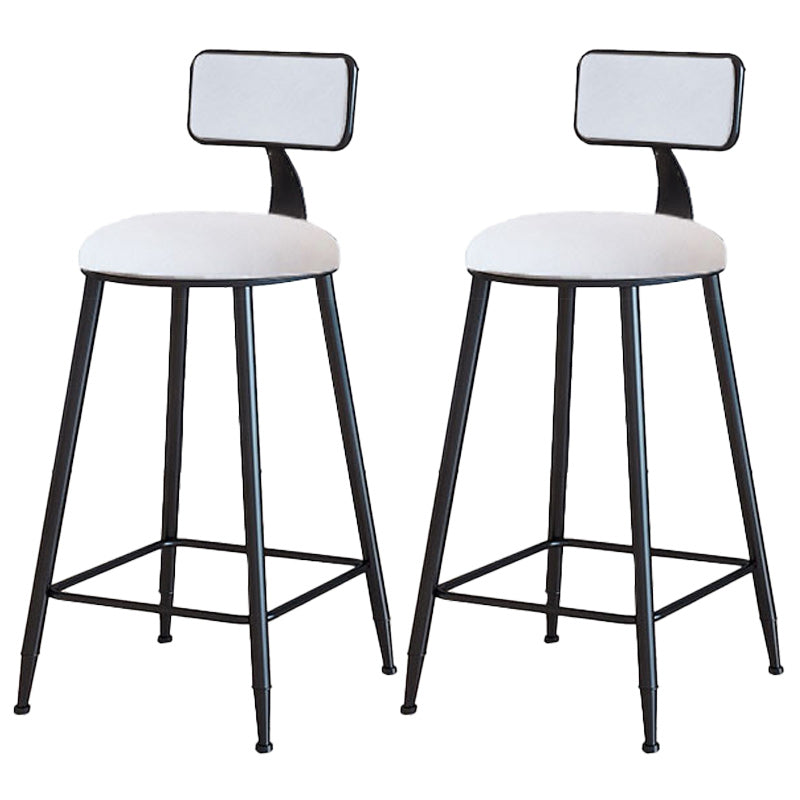 Modern Armless Backrest Counter Stool Iron Dining Room Bar Stool with Cushion White 2 Piece Set Counter Stool(26"H) Clearhalo 'Bar Furniture' 'Bar Stools' 'bar_stools' 'furn' 'furn_bar_stools' 'Furniture' 'Kitchen & Dining Furniture' 5464514