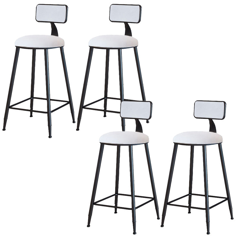 Modern Armless Backrest Counter Stool Iron Dining Room Bar Stool with Cushion White 4 Piece Set Counter Stool(26"H) Clearhalo 'Bar Furniture' 'Bar Stools' 'bar_stools' 'furn' 'furn_bar_stools' 'Furniture' 'Kitchen & Dining Furniture' 5464515