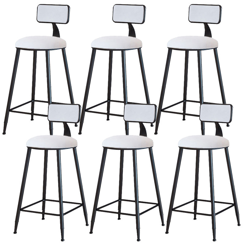 Modern Armless Backrest Counter Stool Iron Dining Room Bar Stool with Cushion White 6 Piece Set Counter Stool(26"H) Clearhalo 'Bar Furniture' 'Bar Stools' 'bar_stools' 'furn' 'furn_bar_stools' 'Furniture' 'Kitchen & Dining Furniture' 5464516