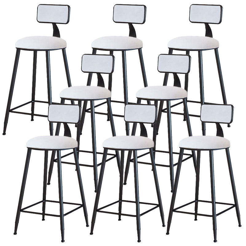 Modern Armless Backrest Counter Stool Iron Dining Room Bar Stool with Cushion White 8 Piece Set Counter Stool(26"H) Clearhalo 'Bar Furniture' 'Bar Stools' 'bar_stools' 'furn' 'furn_bar_stools' 'Furniture' 'Kitchen & Dining Furniture' 5464517