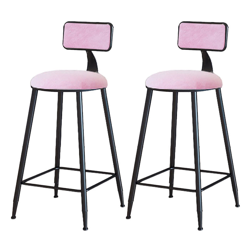 Modern Armless Backrest Counter Stool Iron Dining Room Bar Stool with Cushion Pink 2 Piece Set Counter Stool(26"H) Clearhalo 'Bar Furniture' 'Bar Stools' 'bar_stools' 'furn' 'furn_bar_stools' 'Furniture' 'Kitchen & Dining Furniture' 5464518